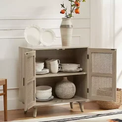 Kirklands Home Cabinets & Sideboards|Natural Wood and Rattan Carpinteria Cabinet Brown