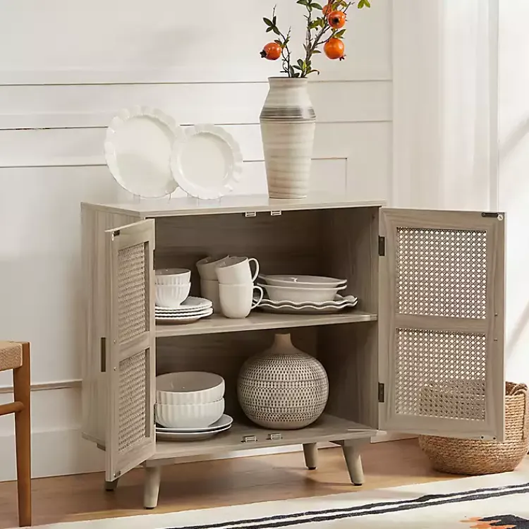 Kirklands Home Cabinets & Sideboards|Natural Wood and Rattan Carpinteria Cabinet Brown