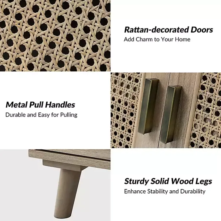 Kirklands Home Cabinets & Sideboards|Natural Wood and Rattan Carpinteria Cabinet Brown