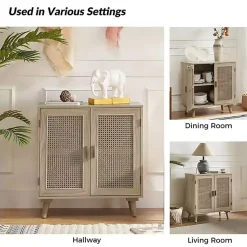 Kirklands Home Cabinets & Sideboards|Natural Wood and Rattan Carpinteria Cabinet Brown