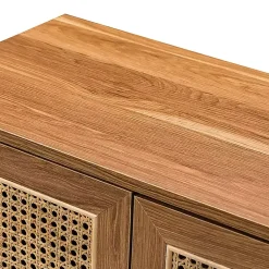 Kirklands Home Cabinets & Sideboards|Natural Wood and Rattan 2-Door Cabinet Brown