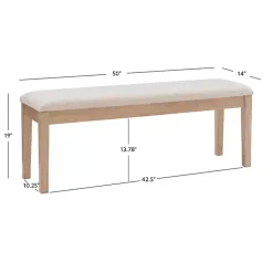 Kirklands Home Benches & Ottomans|Natural Wood and Upholstered Seat Bench Tan