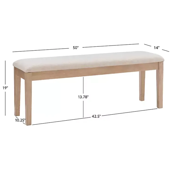 Kirklands Home Benches & Ottomans|Natural Wood and Upholstered Seat Bench Tan