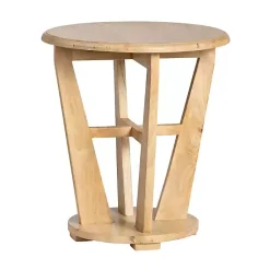 Kirklands Home Accent & End Tables|Natural Wood Angular Rory Accent Table Tan