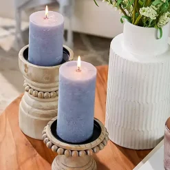 Sale Natural Wood Beaded Pillar Candle Holder, 8 in. Candle Holders