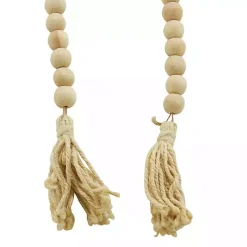 Outlet Natural Wood Beaded Tassel Garland Decorative Accents