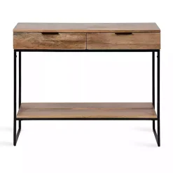 Kirklands Home Console Tables|Natural Wood Metal Console Table Black