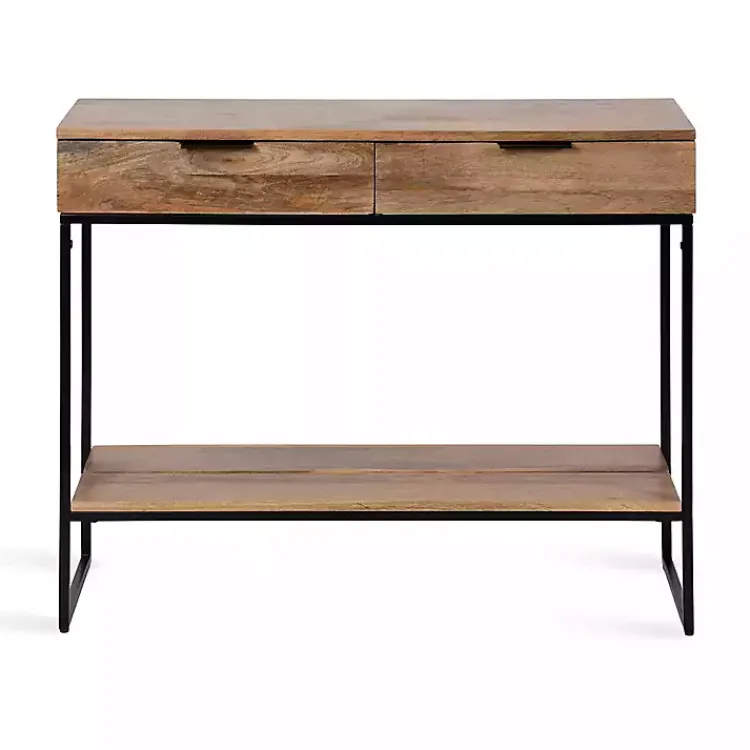 Kirklands Home Console Tables|Natural Wood Metal Console Table Black