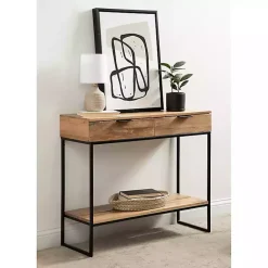 Kirklands Home Console Tables|Natural Wood Metal Console Table Black