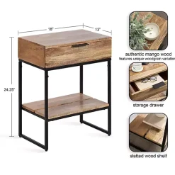 Kirklands Home Accent & End Tables|Natural Wood Metal Accent Table Black