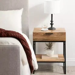 Kirklands Home Accent & End Tables|Natural Wood Metal Accent Table Black
