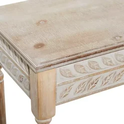 Kirklands Home Accent & End Tables|Natural Wood Carved Leaf Accent Tables, Set of 2