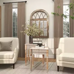 Kirklands Home Accent & End Tables|Natural Wood Carved Leaf Accent Tables, Set of 2