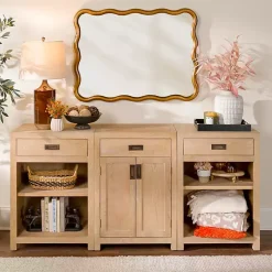 Kirklands Home Cabinets & Sideboards|Natural Wood Closed Modular Cabinet Tan