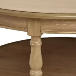 Kirklands Home Coffee Tables|Natural Wood Finish Turned Leg Round Coffee Table