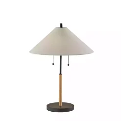 Kirklands Home Table Lamps|Natural Wood Flare Two-Bulb Table Lamp