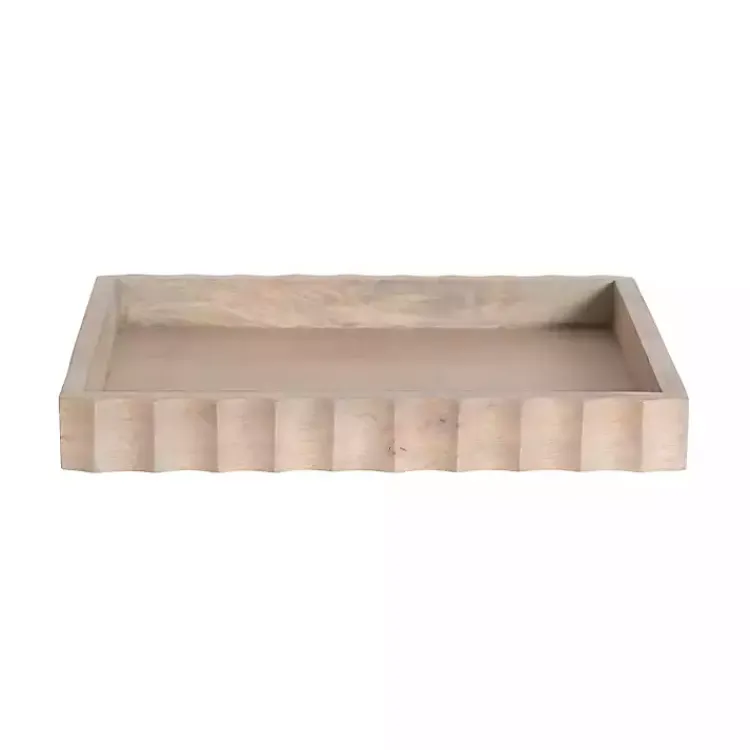 Sale Natural Wood Fluted Lissi Recgular Serving Tray Decorative Trays