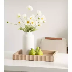 Sale Natural Wood Fluted Lissi Recgular Serving Tray Decorative Trays