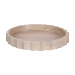 Hot Natural Wood Fluted Lissi Round Serving Tray Decorative Trays