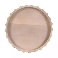 Hot Natural Wood Fluted Lissi Round Serving Tray Decorative Trays