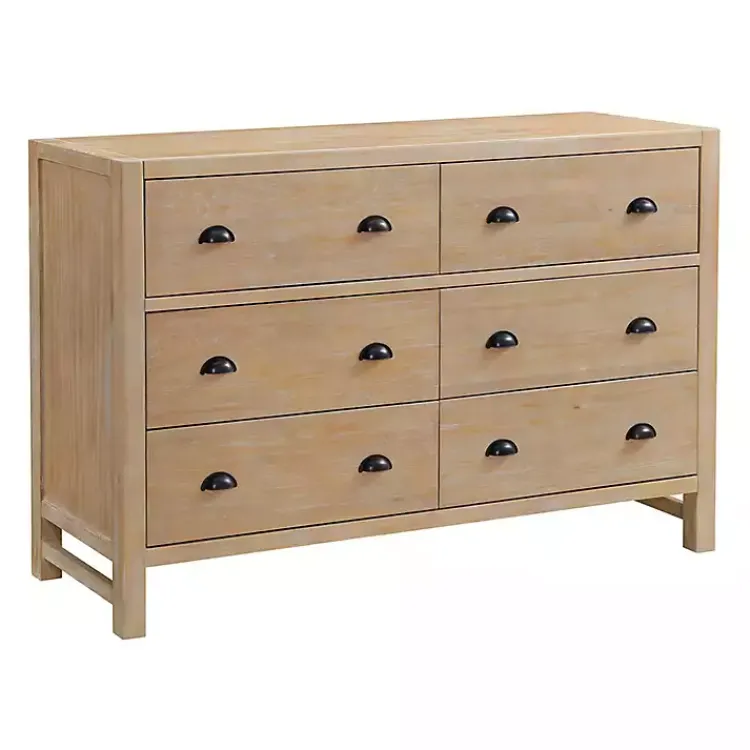 Kirklands Home Dressers & Chests|Natural Wood Grain 6-Drawer Dresser Tan