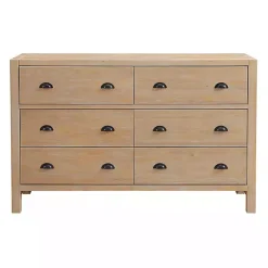 Kirklands Home Dressers & Chests|Natural Wood Grain 6-Drawer Dresser Tan