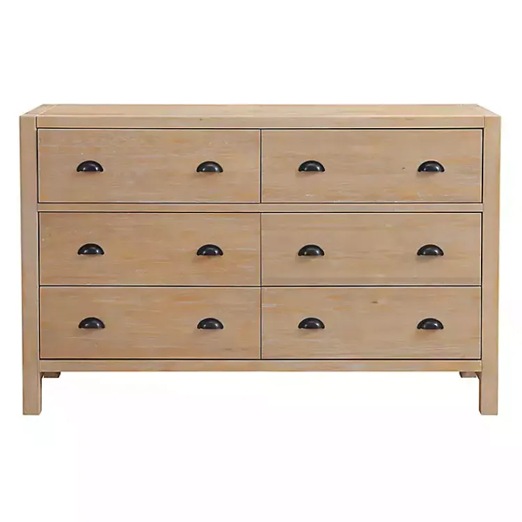Kirklands Home Dressers & Chests|Natural Wood Grain 6-Drawer Dresser Tan