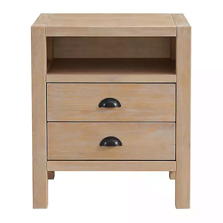 Kirklands Home Nightstands|Natural Wood Grain Open Storage Nightsd Tan