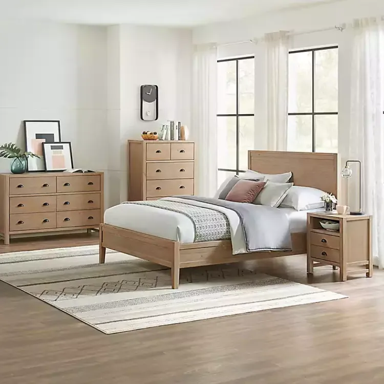 Kirklands Home Nightstands|Natural Wood Grain Open Storage Nightsd Tan