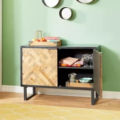 Kirklands Home Cabinets & Sideboards|Natural Wood Mosaic Paneling Cabinet