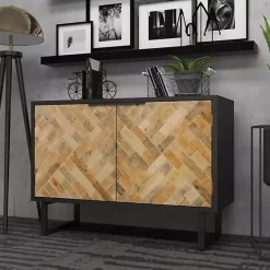 Kirklands Home Cabinets & Sideboards|Natural Wood Mosaic Paneling Cabinet