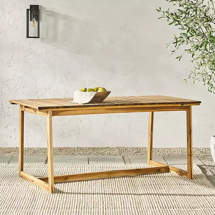 Kirklands Home Outdoor Dining|Natural Wood Slatted Box Leg Outdoor Dining Table Tan