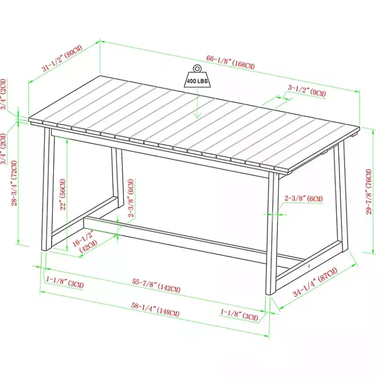 Kirklands Home Outdoor Dining|Natural Wood Slatted Box Leg Outdoor Dining Table Tan