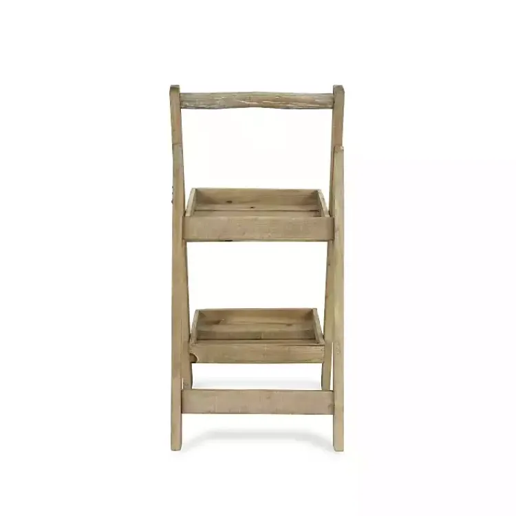 Kirklands Home Planters|Natural Wood 2-Tier Folding Plant Stand, 30 in. Brown