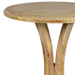 Kirklands Home Accent & End Tables|Natural Wooden Arched Base Round Top Accent Table Tan