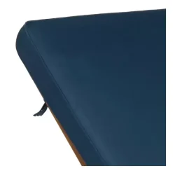 Kirklands Home Outdoor Seating|Natural Wooden Chaise with Table and Navy Cushion Blue