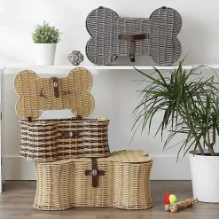 Discount Natural Woven Bone Shaped Basket, 24 in. Baskets & Boxes