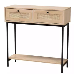 Kirklands Home Console Tables|Natural Woven Rat 2-Drawer Console Table Tan