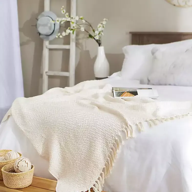 Natural Woven Zig Zag Throw Blankets & Throws