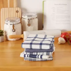 Kirklands Home Kitchen Accessories|Nautical Blue Woven Dish Towels, Set of 5
