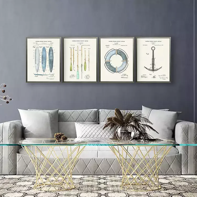 Kirklands Home Framed Art|Nautical Patent Framed Art Prints, Set of 4