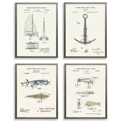 Kirklands Home Framed Art|Nautical Patents Framed Art Prints, Set of 4