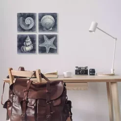 Kirklands Home Framed Art|Nautical Seashells 4-pc. Canvas Art Print Set