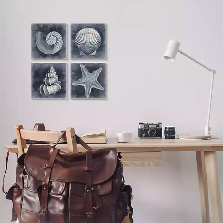 Kirklands Home Framed Art|Nautical Seashells 4-pc. Canvas Art Print Set