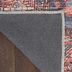 Kirklands Home Area Rugs|Navy & Brick Botanical Washable Area Rug, 5x7