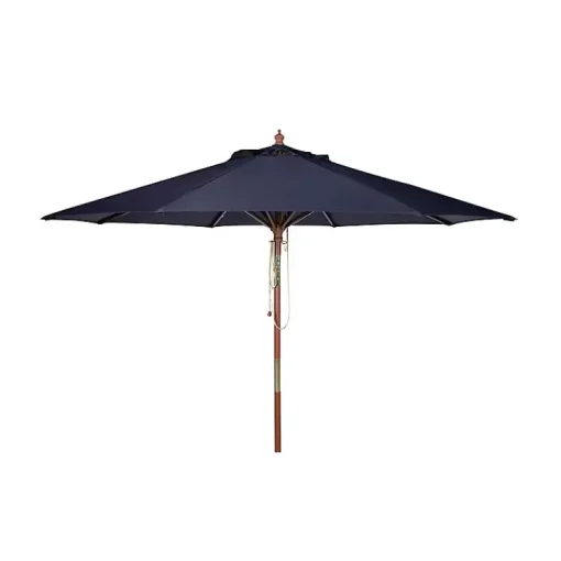 Kirklands Home Outdoor Accent Furniture|Navy 9 ft. Eucalyptus Outdoor Umbrella Blue