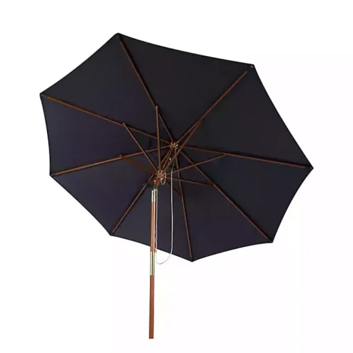 Kirklands Home Outdoor Accent Furniture|Navy 9 ft. Eucalyptus Outdoor Umbrella Blue