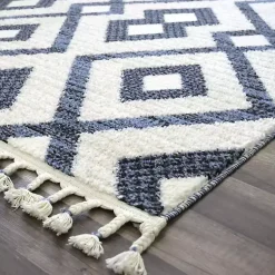 Kirklands Home Area Rugs|Navy & White Diamond Trellis Area Rug, 8x10 Blue