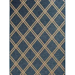 Kirklands Home Outdoor Rugs|Navy Adelaide Trellis Outdoor Area Rug, 7x9 Blue