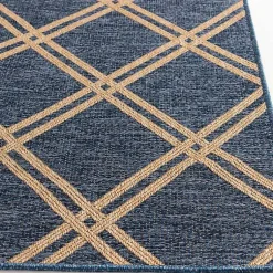 Kirklands Home Outdoor Rugs|Navy Adelaide Trellis Outdoor Area Rug, 7x9 Blue